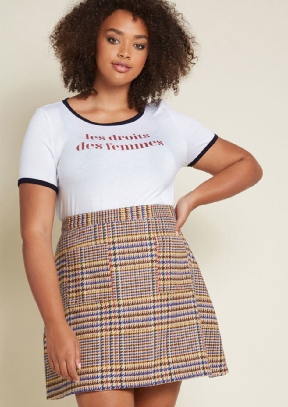 ModCloth Informed Ensemble Skirt Houndstooth Plaid Print Size 1X